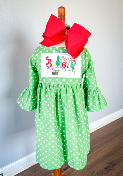 Grinchy {Believe} Dress and Pinafore Set