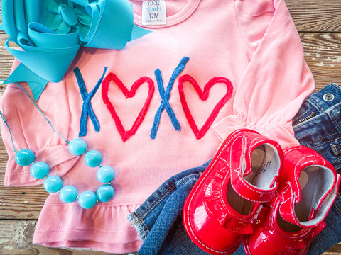 24 XOXO Yarn Pink Applique Shirt