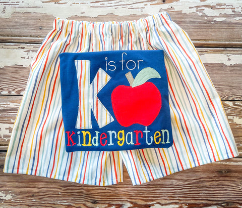 23 Boy's K is for Kindergarten Navy Shirt Set