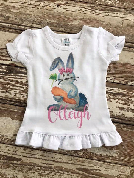 Girls Printed Easter Bunny Shirt