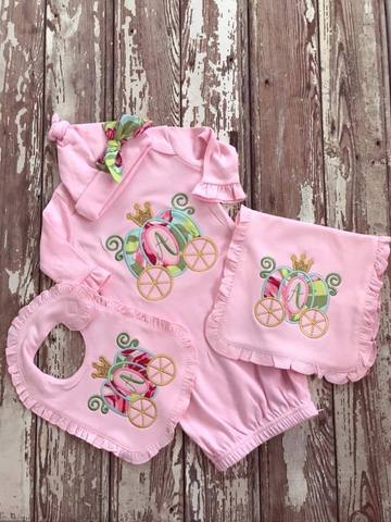 Rose Carriage Newborn Gown Set