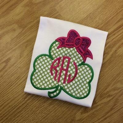 Shamrock And Bow Applique Shirt