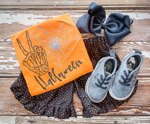 Peace, Love, Halloween Orange Shirt Set